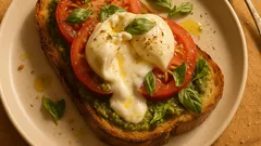 Bruschetta con pesto e burrata: l’antipasto cremoso e croccante pronto in pochi minuti