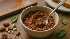 Pesto di mandorle e pomodori secchi: cremoso e pronto in 10 minuti