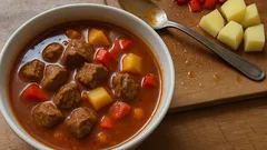 Gulash ungherese in casseruola: carne tenera e sugo corposo alla paprika